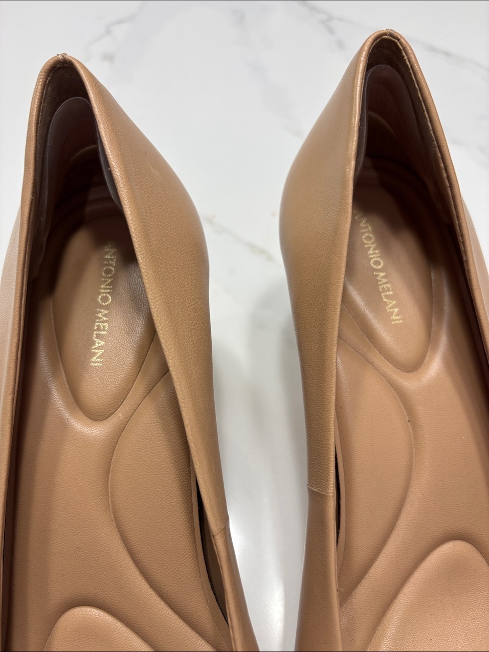 ANTONIO MELANI Beige Pointed-Toe Kitten Heel Pumps - Picture 14 of 14